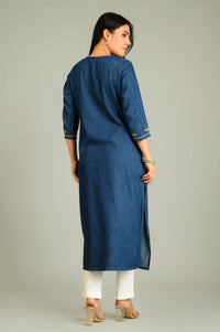 Folk Threads on Blue Top - Etiquette Apparel
