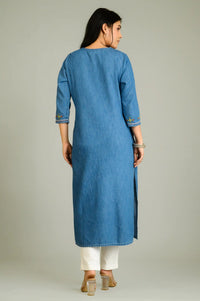Folk Threads on Blue Top - Etiquette Apparel