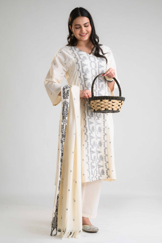 Serene Jamdani Kurta Set - Etiquette Apparel