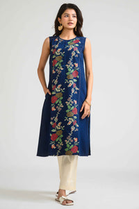 Elegant Embossed Sleeveless Kurta - Etiquette Apparel