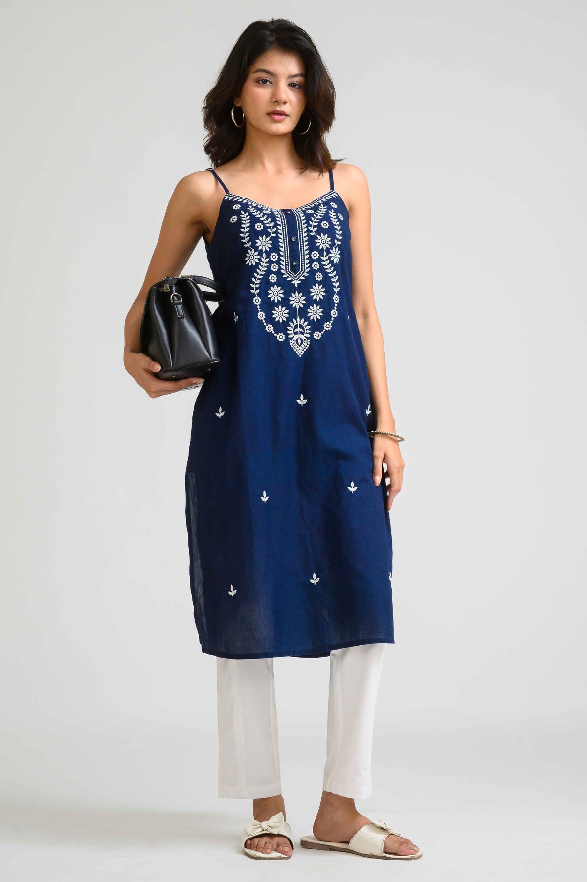 Chic Spaghetti Strap Embroidered Kurta - Etiquette Apparel