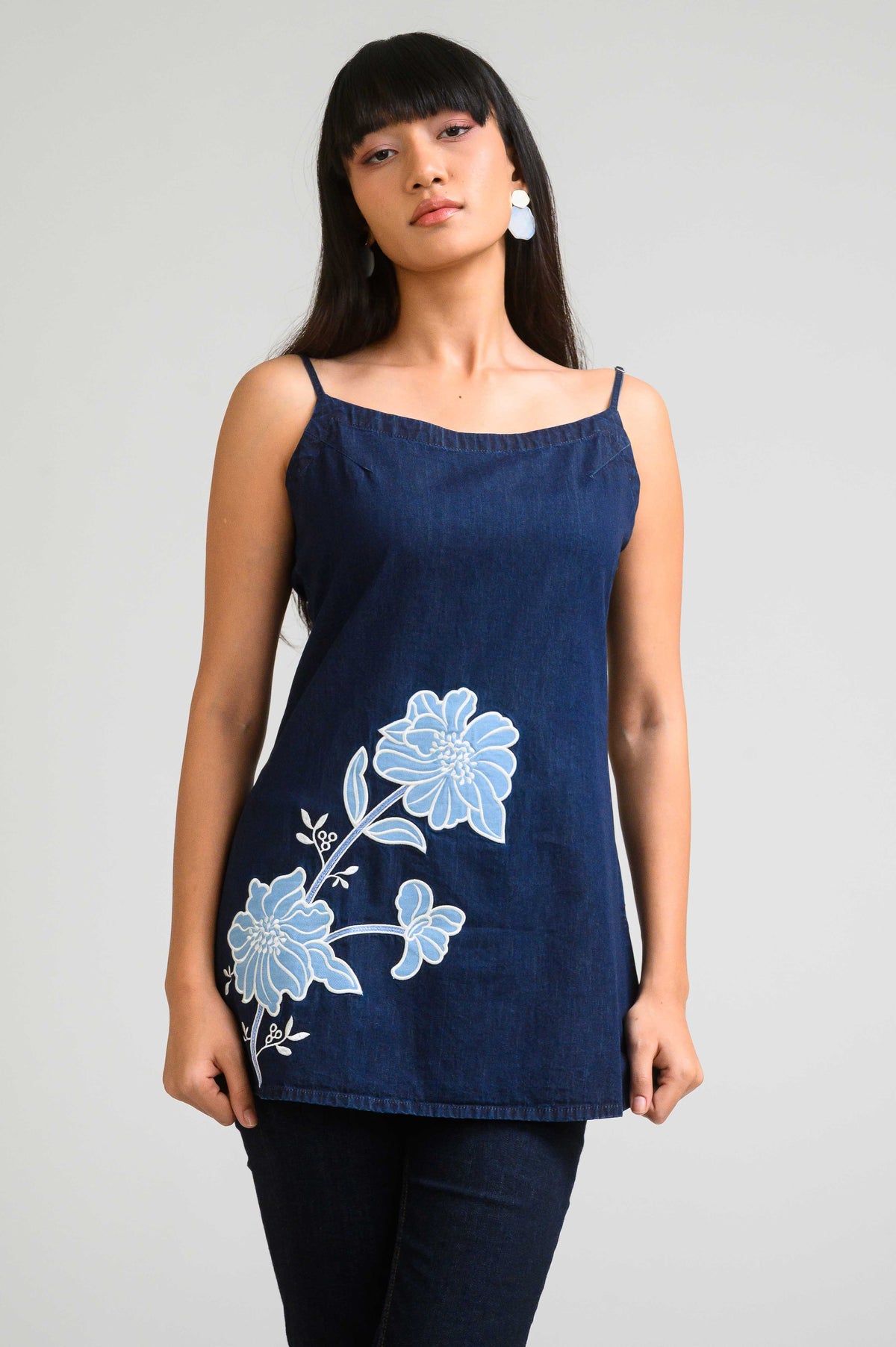 Easy Tie Up Denim Sleeveless Top - Etiquette Apparel