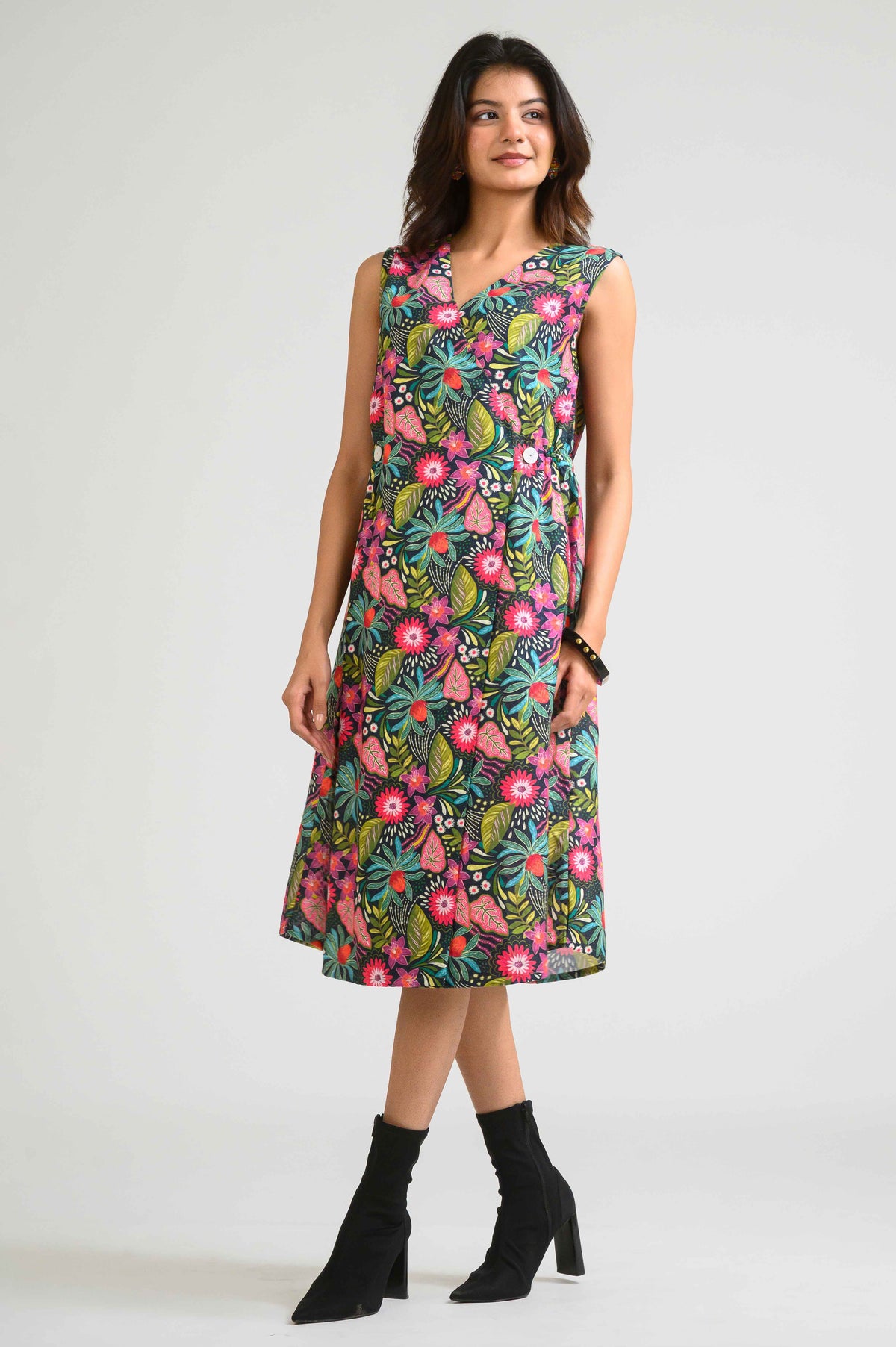 Tropical Overlap Escape Dress - Etiquette Apparel