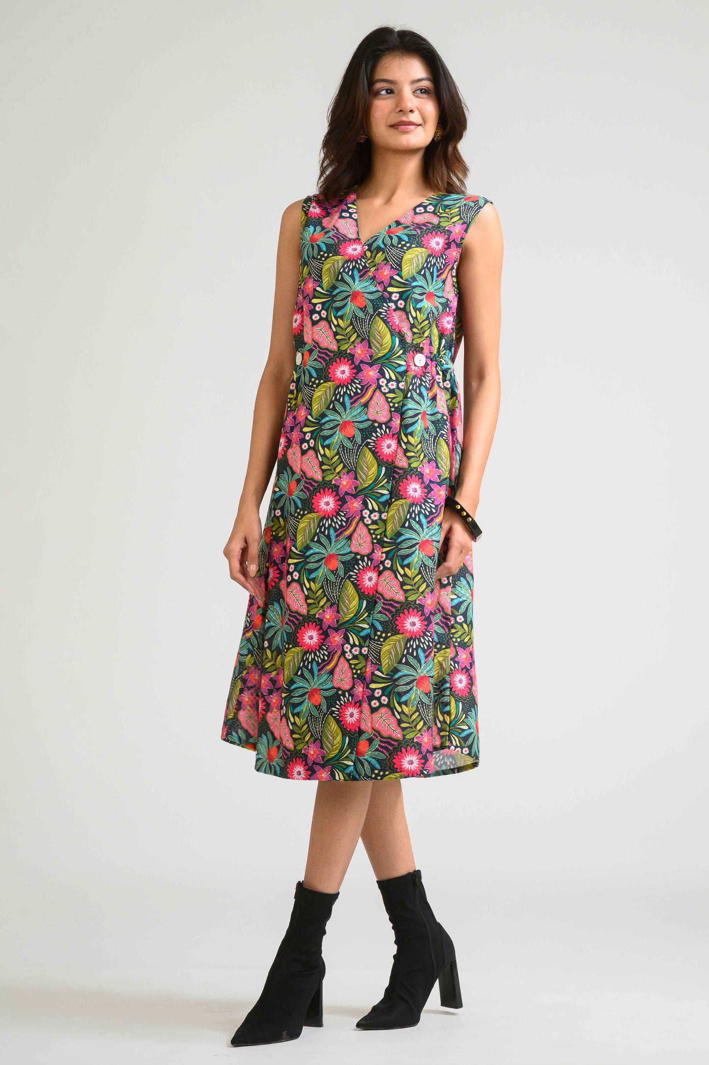 Tropical Overlap Escape Dress - Etiquette Apparel