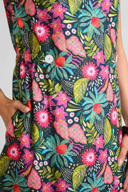 Tropical Overlap Escape Dress - Etiquette Apparel