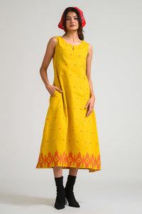 Sleek in Jamdani Sleeveless Dress - Etiquette Apparel