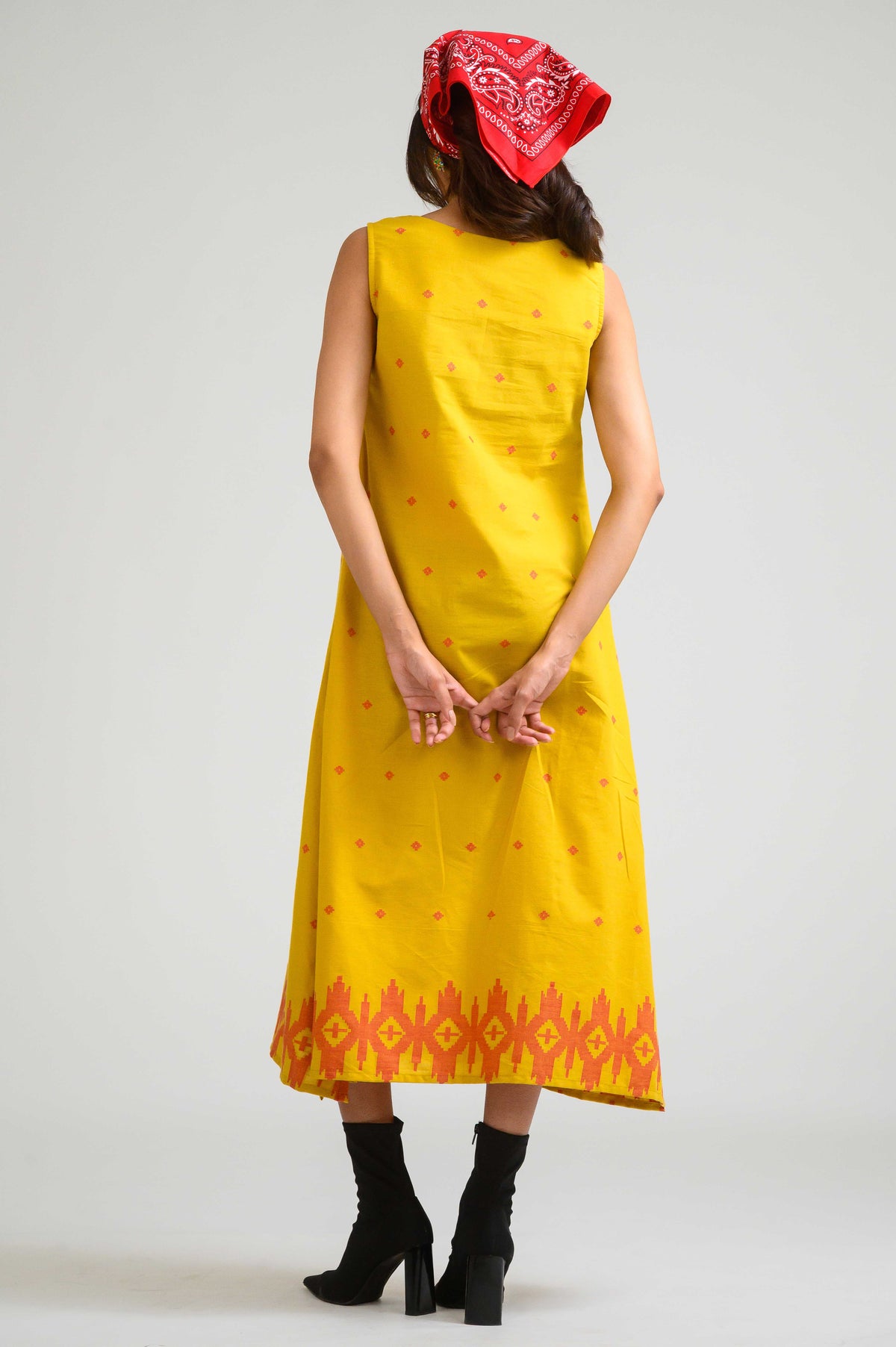 Sleek in Jamdani Sleeveless Dress - Etiquette Apparel