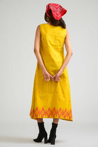 Sleek in Jamdani Sleeveless Dress - Etiquette Apparel