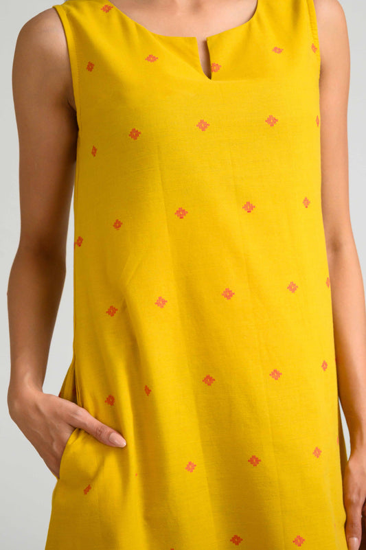 Sleek in Jamdani Sleeveless Dress - Etiquette Apparel