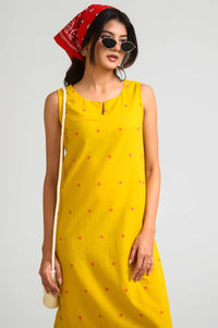 Sleek in Jamdani Sleeveless Dress - Etiquette Apparel