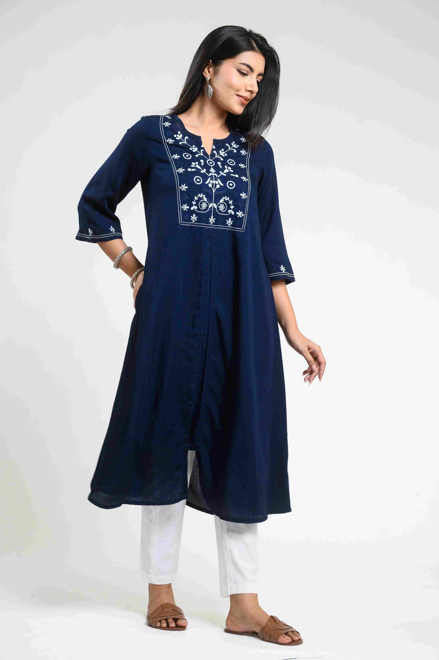 Indigo layered Airy Kurta - Etiquette Apparel