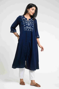 Indigo layered Airy Kurta - Etiquette Apparel