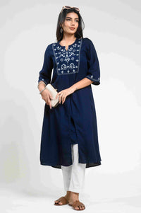 Indigo layered Airy Kurta - Etiquette Apparel