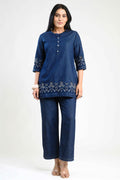 Product Carousel Image 0: Blue Meadow Embroidered co-ord Set