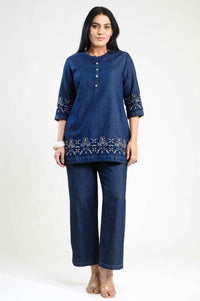 Blue Meadow Embroidered co-ord Set - Etiquette Apparel
