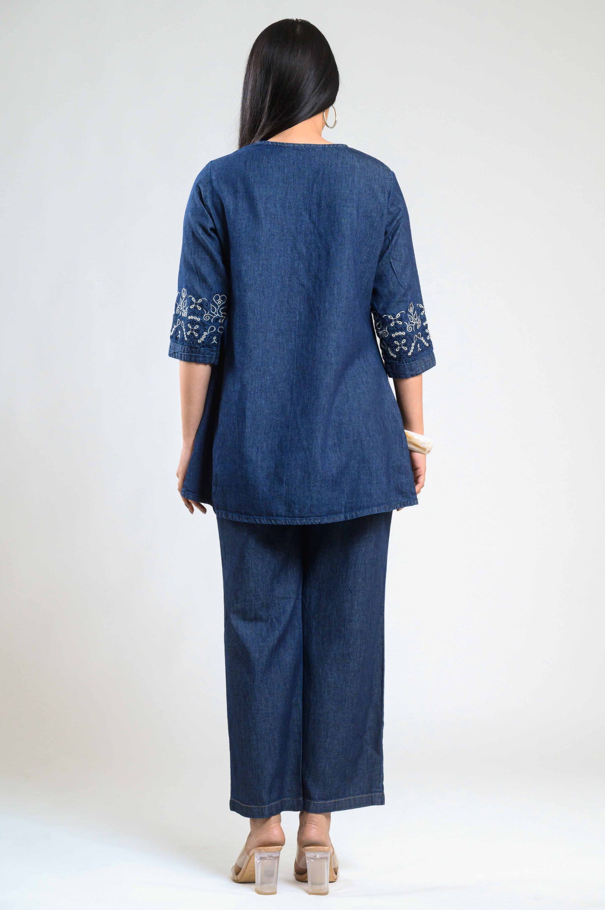 Blue Meadow Embroidered co-ord Set - Etiquette Apparel