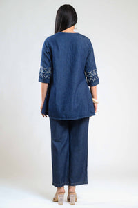 Blue Meadow Embroidered co-ord Set - Etiquette Apparel