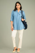 Product Carousel Image 3: Woven Whispers Denim Top