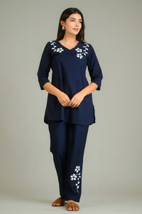 Black Denim Bloom Co-ord Set - Etiquette Apparel