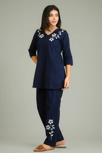 Black Denim Bloom Co-ord Set - Etiquette Apparel