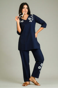 Black Denim Bloom Co-ord Set - Etiquette Apparel