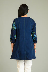 Handpainted Denim Sleeved Top - Etiquette Apparel