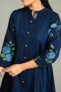Handpainted Denim Sleeved Top - Etiquette Apparel