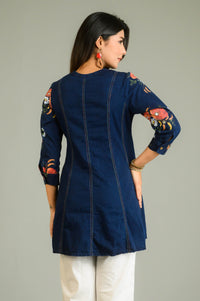 Handpainted Denim Sleeved Top - Etiquette Apparel