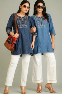 Tradition in Blue Top - Etiquette Apparel