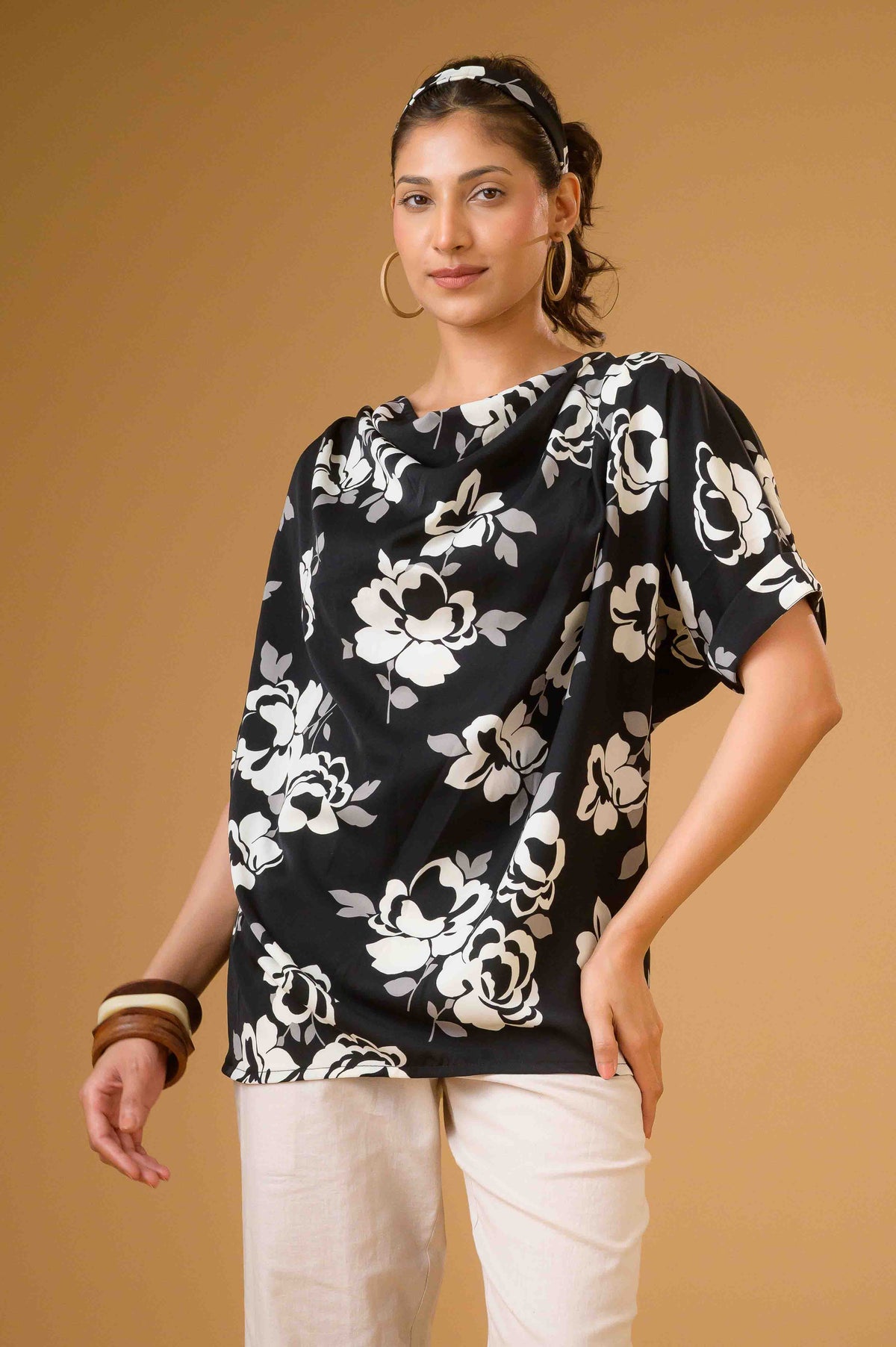 Cowl Neck Floral Top