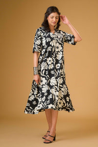 Graphic Bloom Floral Midi Dress