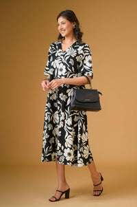Graphic Bloom Floral Midi Dress