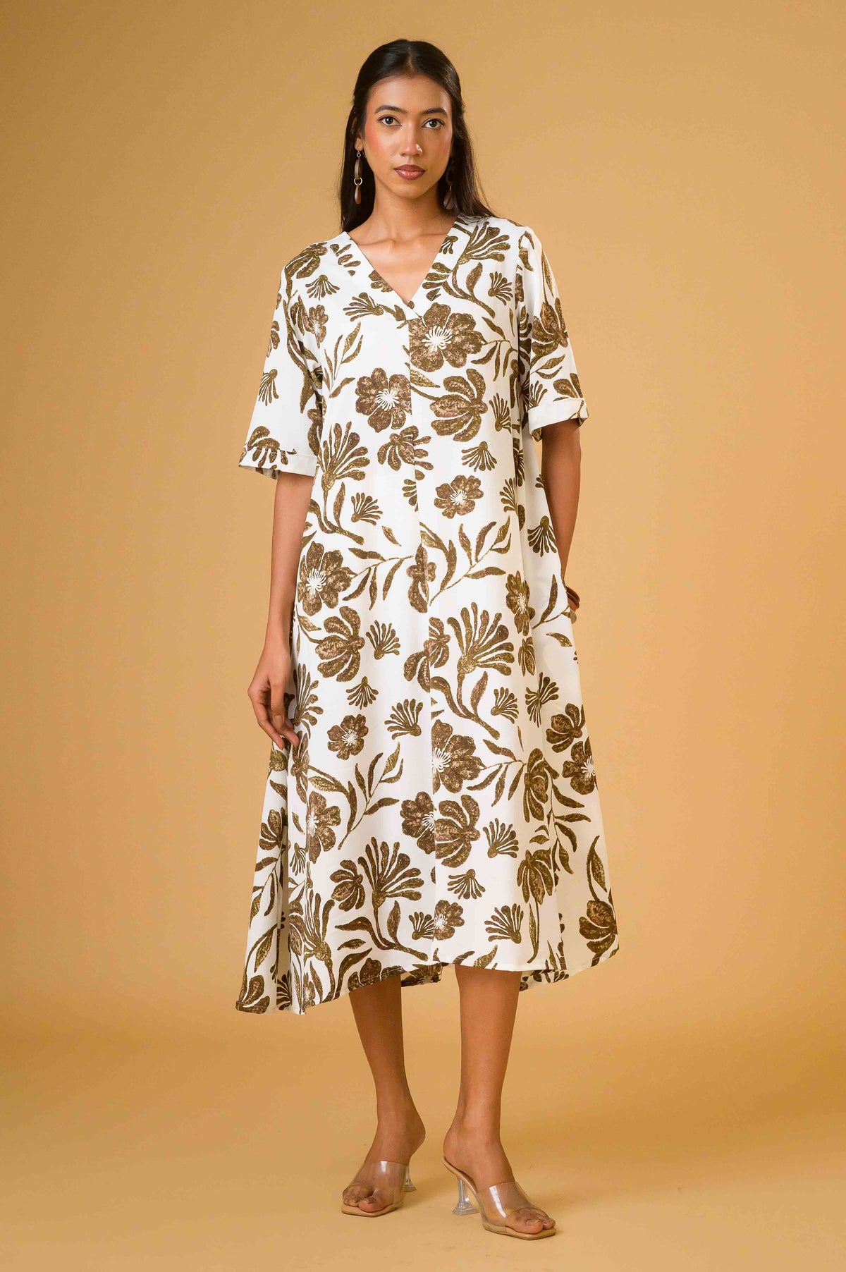 Graphic Bloom Floral Midi Dress