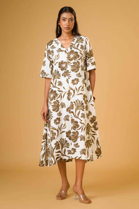 Graphic Bloom Floral Midi Dress
