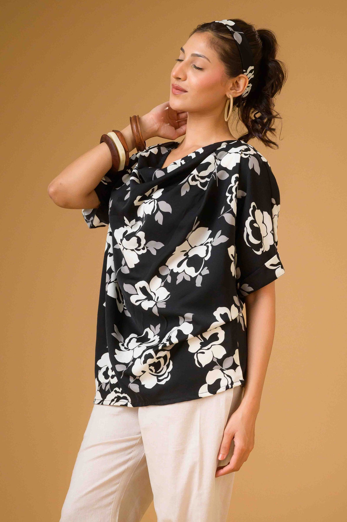 Cowl Neck Floral Top