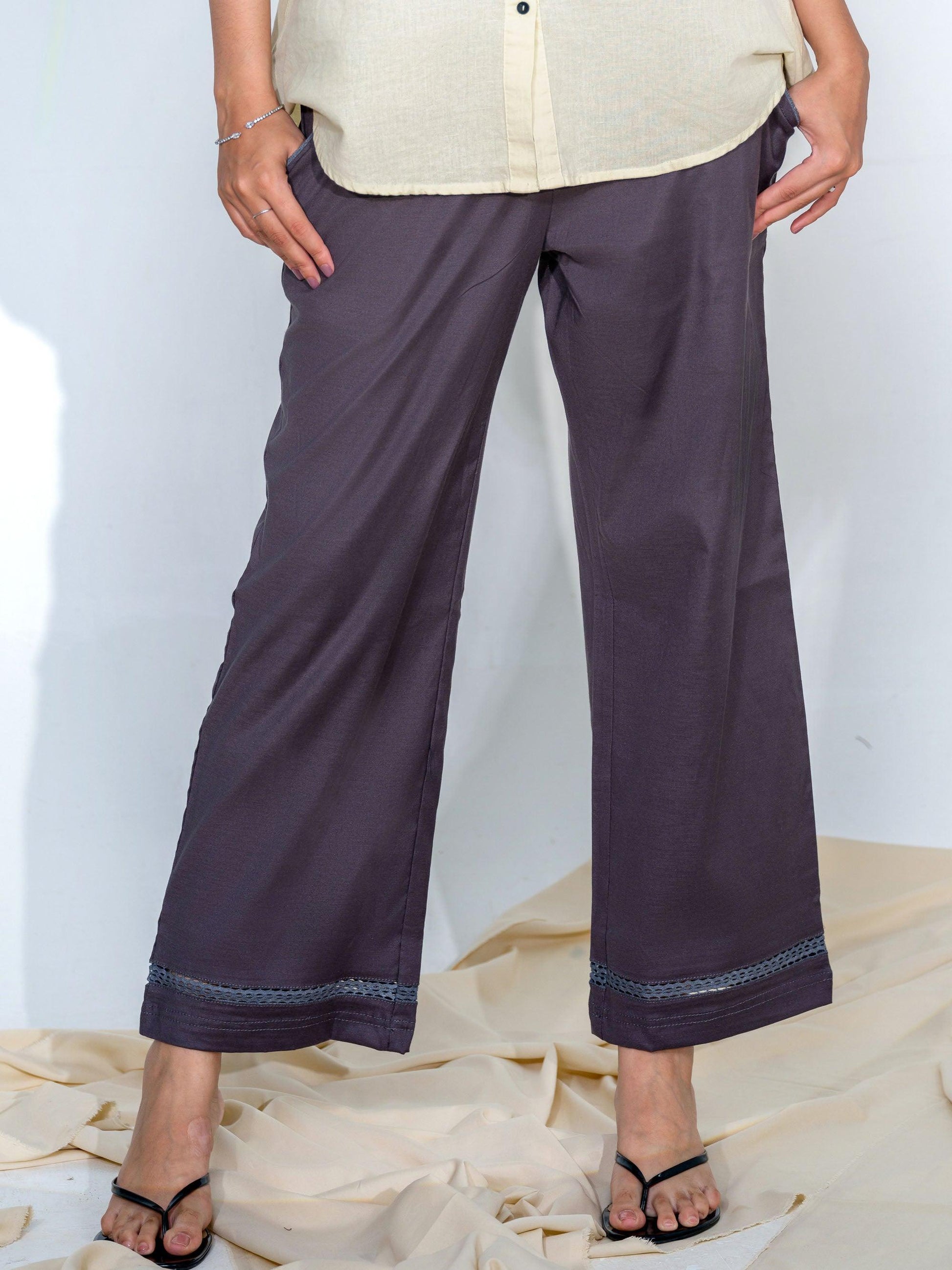 Full broad elasticated pants - Etiquette Apparel 