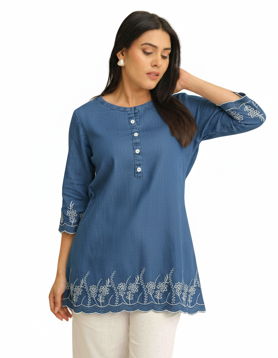 Product Carousel Image 7: Blue Haze Cutwork top