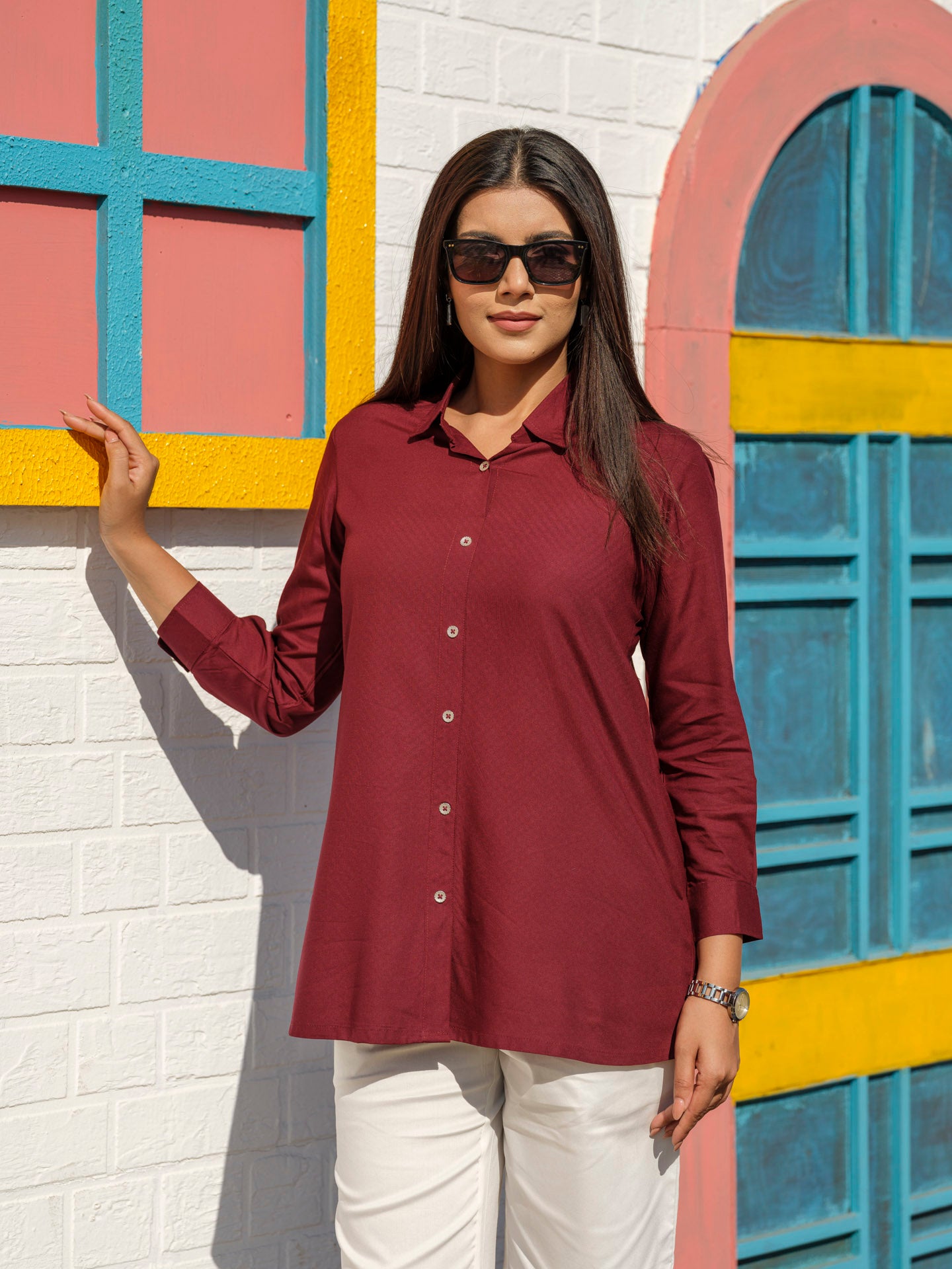 Wardrobe essential basic solid colored shirt top