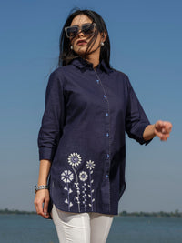 Plain top with cross stitch embroidery at bead work details - Etiquette Apparel