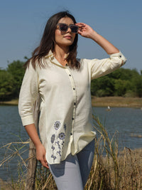 Plain top with cross stitch embroidery at bead work details - Etiquette Apparel