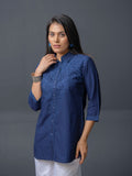 Product Carousel Image 2: Leafy Embroidered Denim Indigo Top