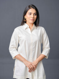 Pristine off-white Self Embroidered Top - Etiquette Apparel