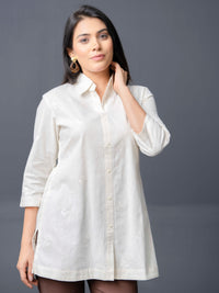 Pristine off-white Self Embroidered Top - Etiquette Apparel