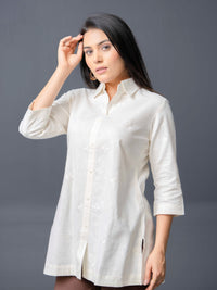 Pristine off-white Self Embroidered Top - Etiquette Apparel