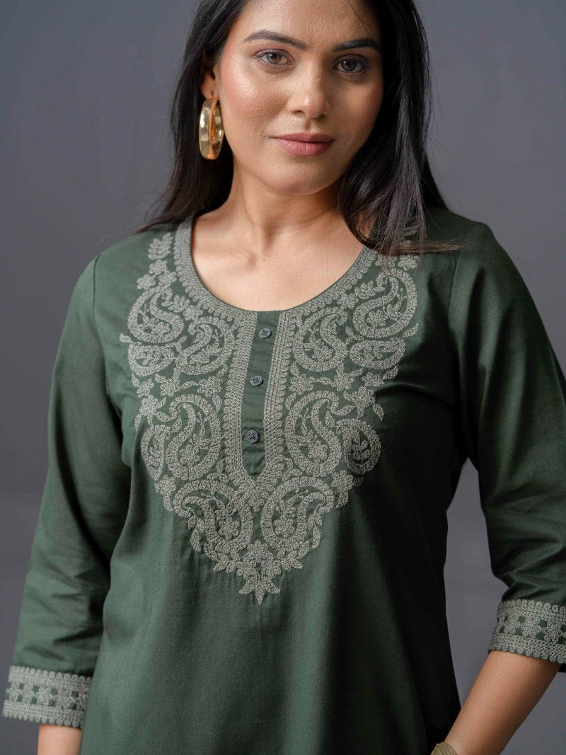 Dual shade thread work monotone top - Etiquette Apparel