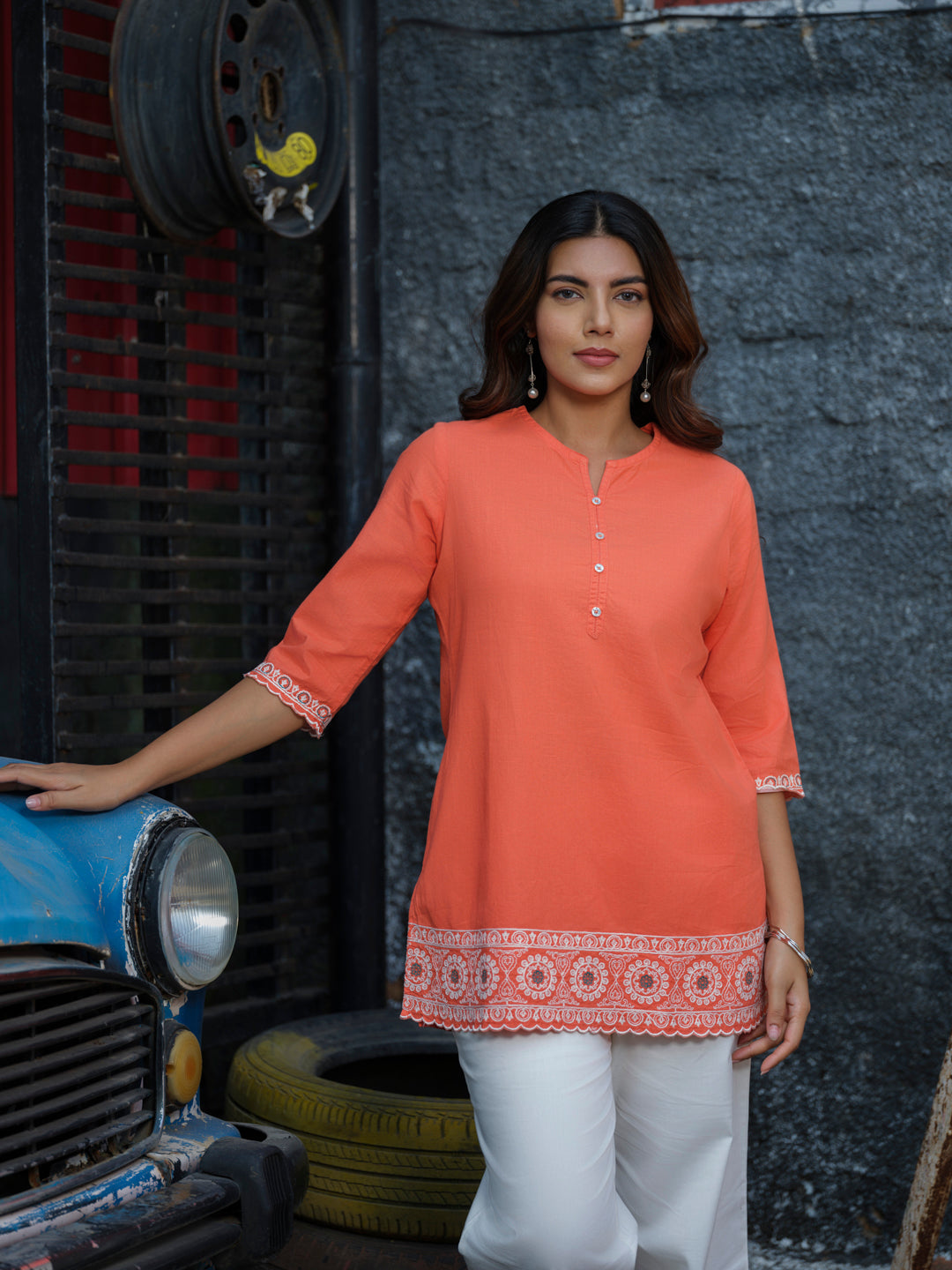 Dori Detailed Embroidery Cotton Top - Etiquette Apparel