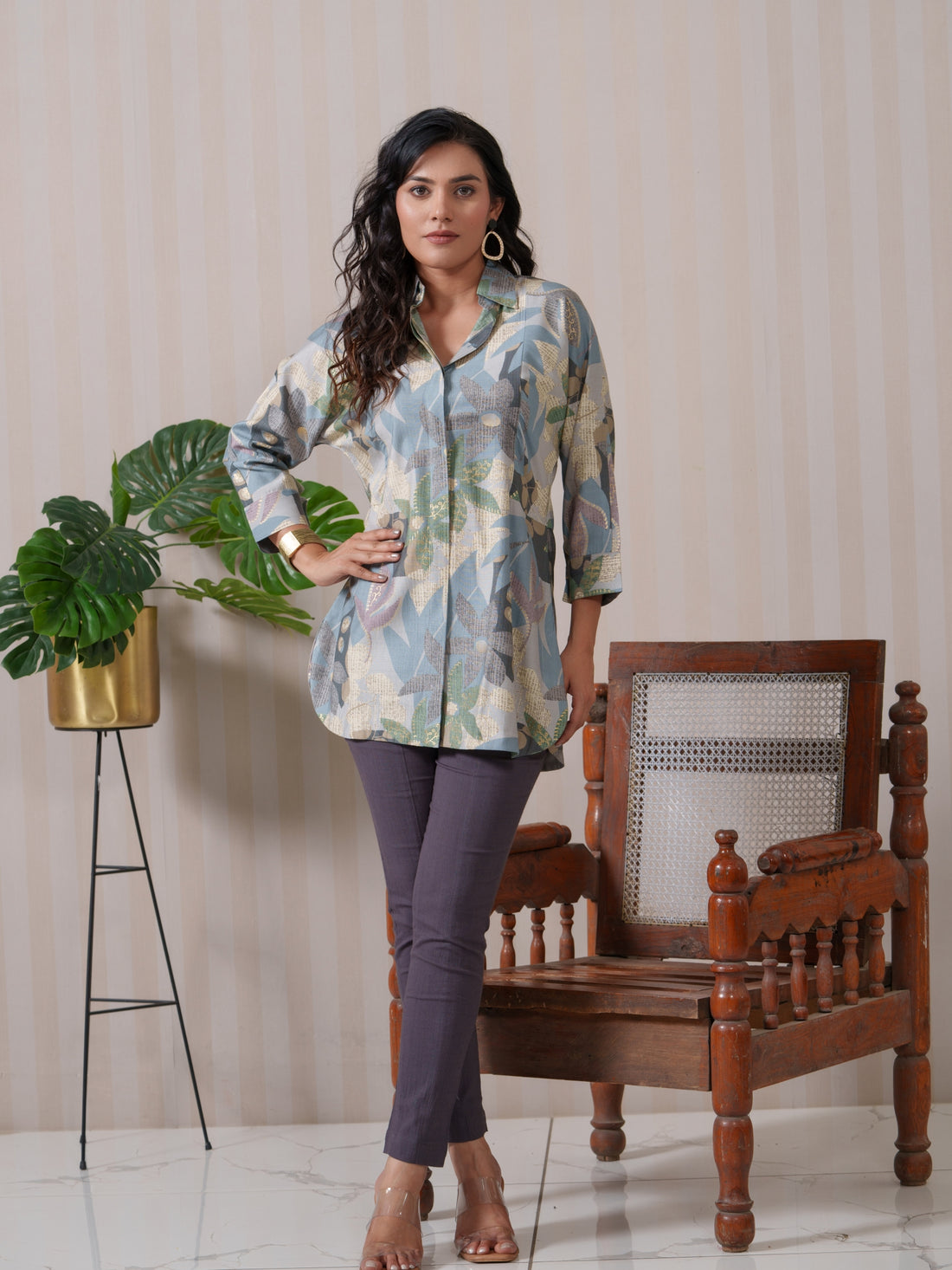 Peach Typo-Floral Top - Etiquette Apparel