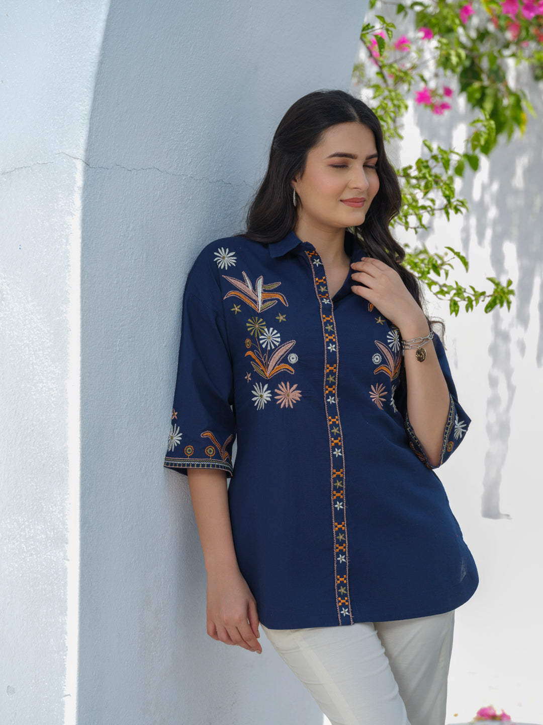 Anti-Fit Sleeve Afro-Embroidered Top - Etiquette Apparel