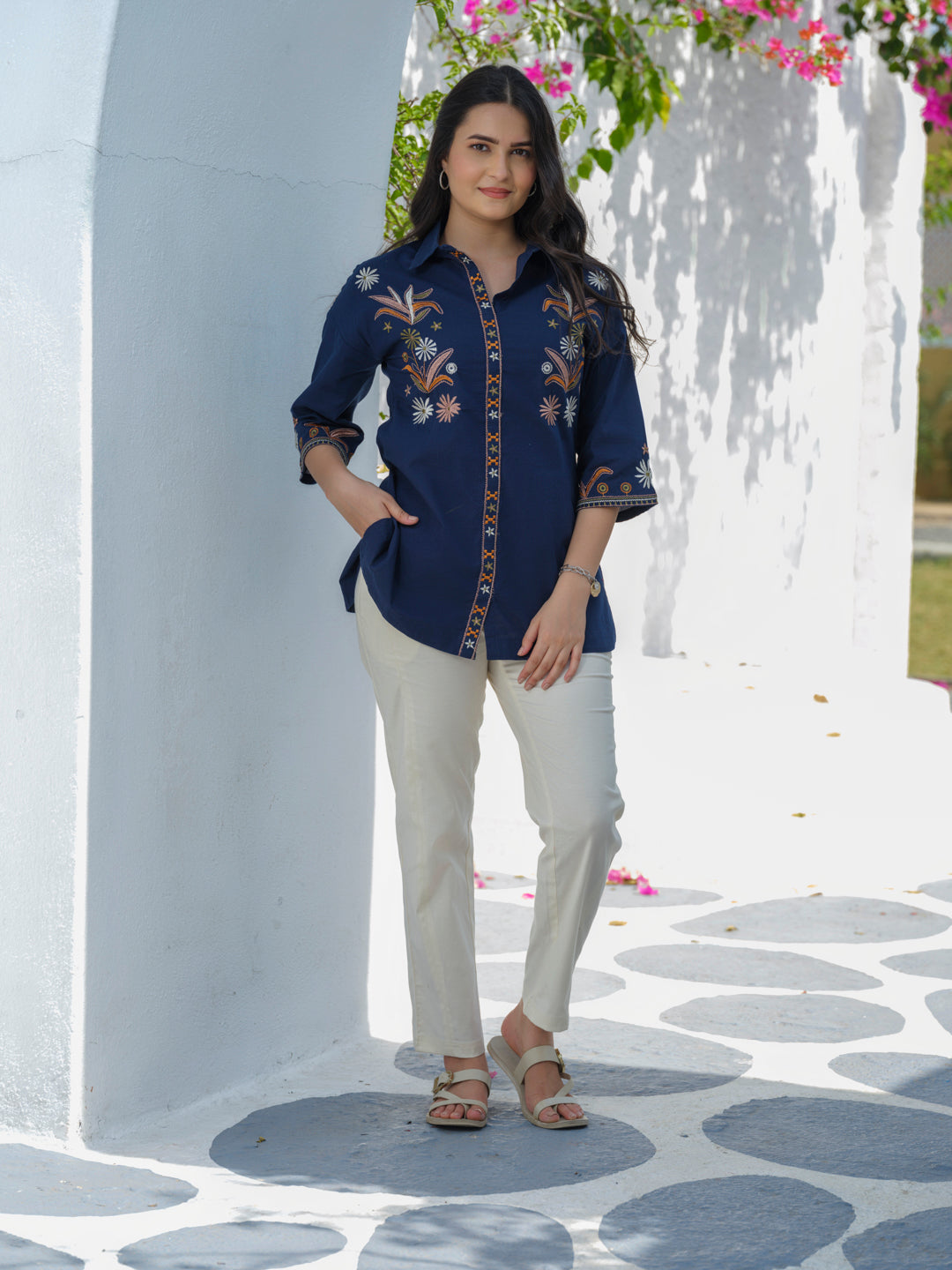 Anti-Fit Sleeve Afro-Embroidered Top - Etiquette Apparel