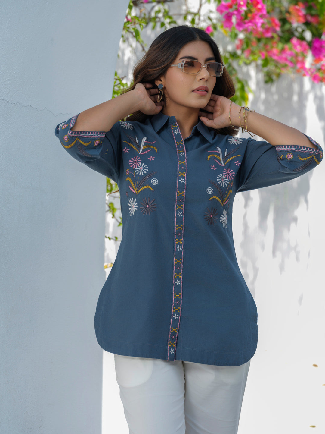Anti-Fit Sleeve Afro-Embroidered Top - Etiquette Apparel